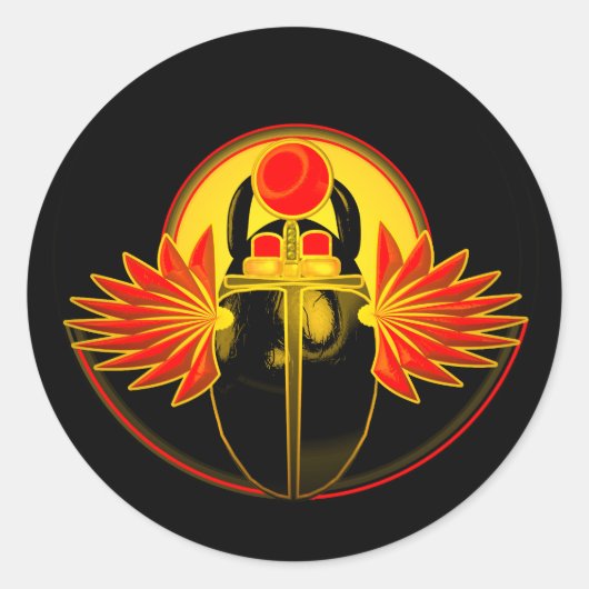 旭日のケルピ神スカラブ·カブトムシ ラウンドシール (正面)