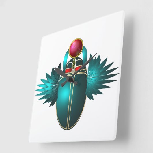 旭日の神、スカラブ・カブトムシの神。 スクエア壁時計 (傾斜)