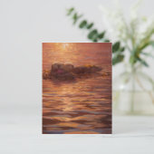 昆布を浮かべて夕日に潜るカワウソ ポストカード (スタンド正面)