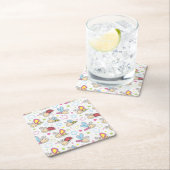 昆虫が付いているパターン スクエアペーパーコースター (インサイチュ)