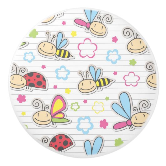 昆虫が付いているパターン セラミックノブ (正面)