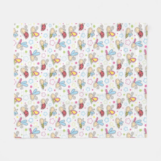 昆虫が付いているパターン フリースブランケット (正面(横))