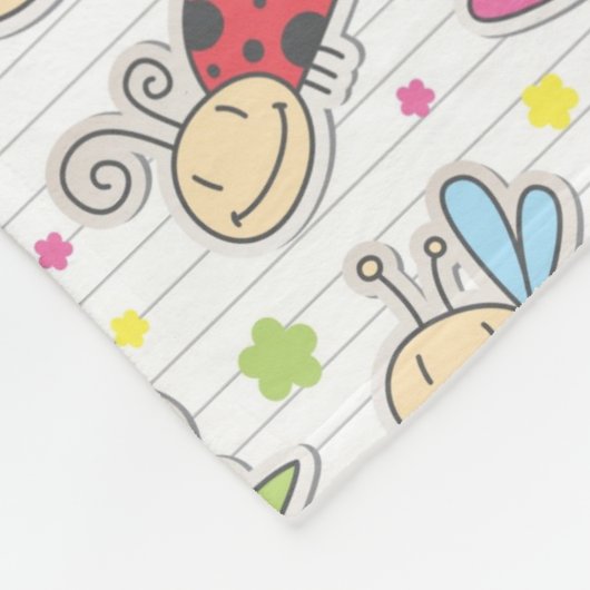 昆虫が付いているパターン フリースブランケット (角)