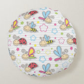 昆虫が付いているパターン ラウンドクッション (裏面)