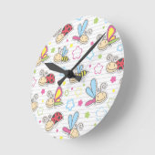 昆虫が付いているパターン ラウンド壁時計 (傾斜)