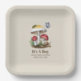 昆虫きのこウッドランド自然赤ちゃんシャワー ペーパープレート