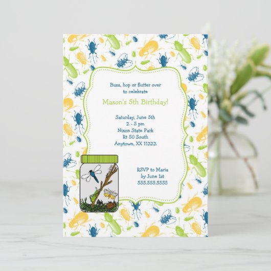 昆虫との虫の瓶の誕生会の招待 招待状 (スタンド正面)