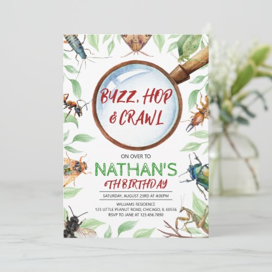 昆虫のバグ誕生日 招待状 (スタンド正面)