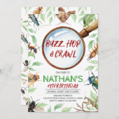 昆虫のバグ誕生日 招待状 (正面/裏面)