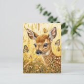 昆虫の多い牧草地に生息する小さな鹿 ポストカード (スタンド正面)