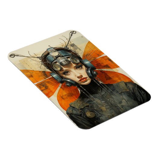 昆虫の女性サイエンスフィクションAIアート マグネット (右側)