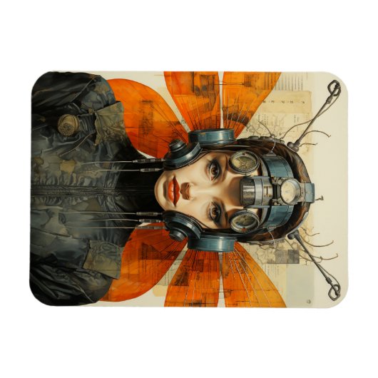 昆虫の女性サイエンスフィクションAIアート マグネット (横)