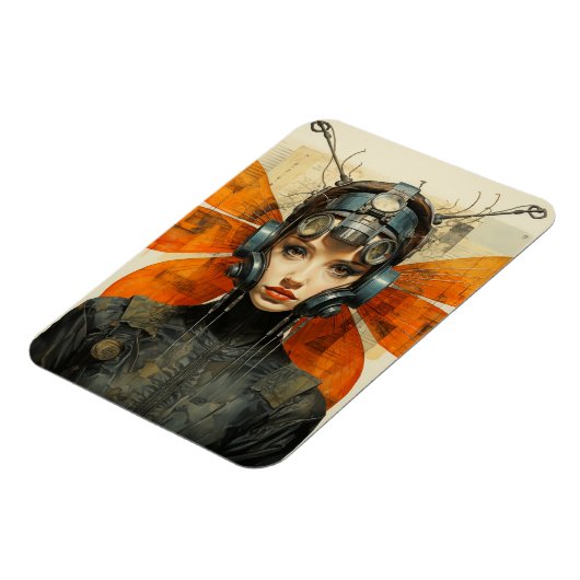 昆虫の女性サイエンスフィクションAIアート マグネット (左側)