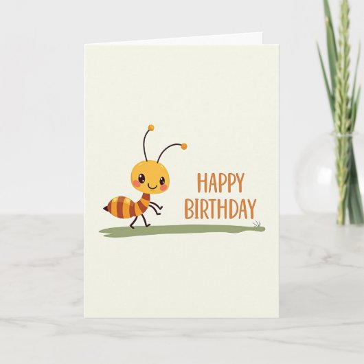 昆虫の愛らしい誕生日カード カード (正面)