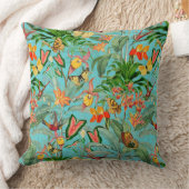 昆虫の鳥と花が咲く熱帯のジャングル クッション (ブランケット)