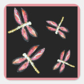 昆虫アートピンクトンボ スクエアシール (正面)