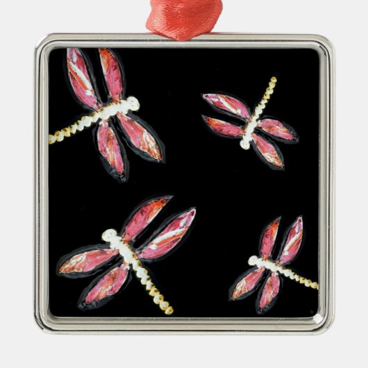 昆虫アートピンクトンボ メタルオーナメント (正面)