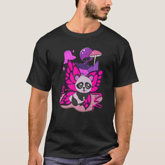 昆虫パンダクマ蝶キノコかわいい動物P Tシャツ (正面)