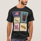 昆虫ビンテージ切手 Tシャツ (正面)