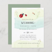 昆虫園水かわいらし色結婚式招待状 (正面/裏面)