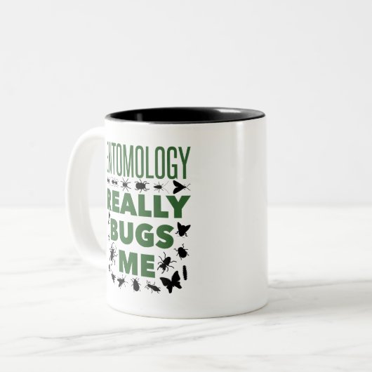 昆虫学が本当に私にバグをおもしろい昆虫学者 ツートーンマグカップ (正面左)
