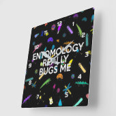 昆虫学が私を本当に悩ませる スクエア壁時計 (傾斜)