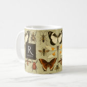 昆虫学ヴィンテージイラストレーションオールド紙素朴 コーヒーマグカップ (正面左)