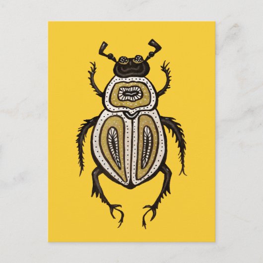 昆虫愛好家の黄色の装飾的なクワガタの芸術 ポストカード (正面)