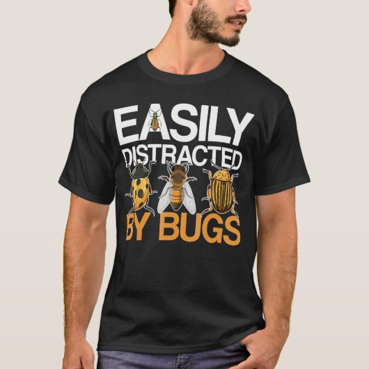 昆虫採集昆虫学は容易おもしろいに散漫 Tシャツ (正面)