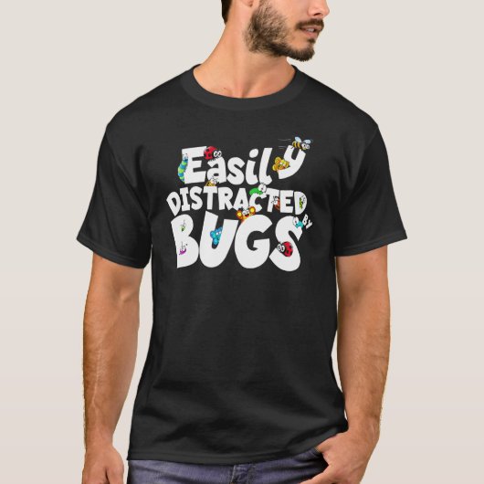 昆虫昆虫狩りハンター簡単に気を散らす Tシャツ (正面)