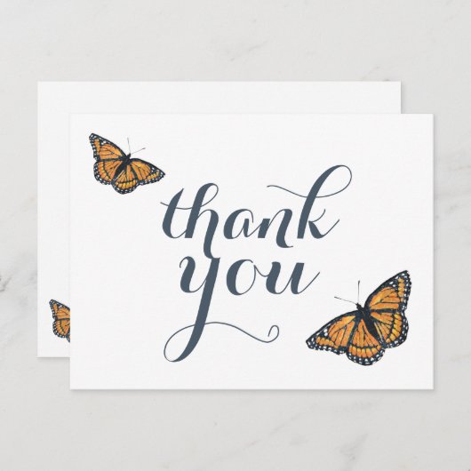 （昆虫）オオカバマダラ、モナークかわいらしバタフライアートサンキューユー ポストカード (正面/裏面)