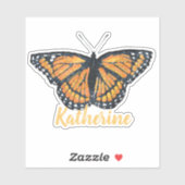 (昆虫)オオカバマダラ、モナークかわいらしバタフライアートワーク名シール付き シール (シート)