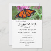 （昆虫）オオカバマダラ、モナークかわいらしバタフライピンクフローラブライダルシャワー 招待状 (正面)