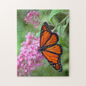 （昆虫）オオカバマダラ、モナークかわいらしバタフライピンクフローラ写真 ジグソーパズル (縦)