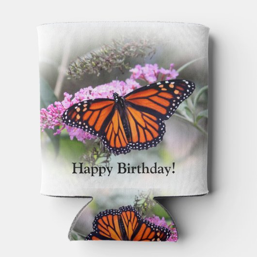 （昆虫）オオカバマダラ、モナークかわいらしバタフライフォト誕生日 缶クーラー (裏面)
