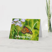 (昆虫)オオカバマダラ、モナークかわいらしバタフライ誕生日カード カード (正面)