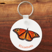 (昆虫)オオカバマダラ、モナークかわいらし蝶w羽を開く キーホルダー (正面)