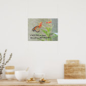 (昆虫)オオカバマダラ、モナークとキャタピラーポスターと引用文 ポスター (キッチン)