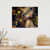 （昆虫）オオカバマダラ、モナークとニンフARTプリント蝶の妖精 ポスター (キッチン)