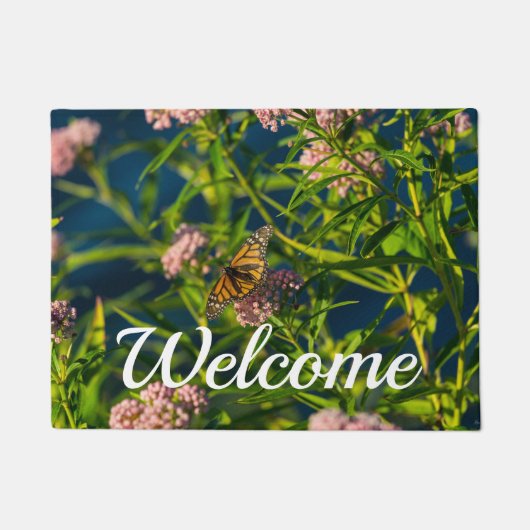 (昆虫)オオカバマダラ、モナークとミルクウィードウェルカムドオーマット ドアマット (正面)