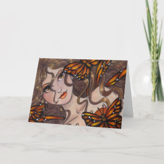 「（昆虫）オオカバマダラ、モナークの妖精」空白のファンタジーグリーティングカード カード