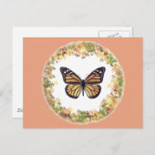 （昆虫）オオカバマダラ、モナークの枠に入った葉蝶 ポストカード (正面/裏面)