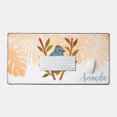 （昆虫）オオカバマダラ、モナークの間に閉じ込められた黒い寝具離れの デスクマット (キーボード&マウス)