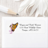 （昆虫）オオカバマダラ、モナークはラベンダーに固定 ラベル (インサイチュ)