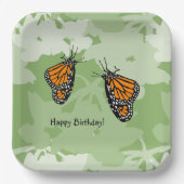 (昆虫)オオカバマダラ、モナークよくはしゃぐ蝶グリーン ペーパープレート (正面)