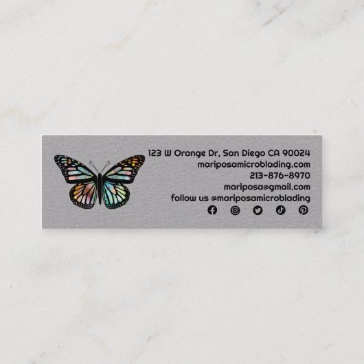 (昆虫)オオカバマダラ、モナークエレガントバタフライエステティシャン美しいサロン スキニー名刺 (裏面)