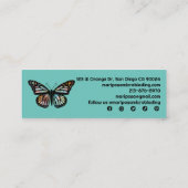 (昆虫)オオカバマダラ、モナークエレガントバタフライエステティシャン美しいサロン スキニー名刺 (裏面)