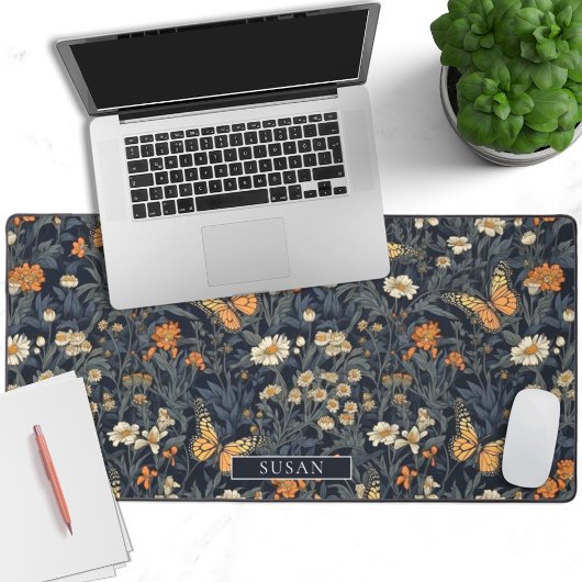 （昆虫）オオカバマダラ、モナークエレガント蝶フローラ デスクマット