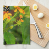 (昆虫)オオカバマダラ、モナークオンランタナ キッチンタオル (四つ折り)