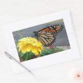 （昆虫）オオカバマダラ、モナークオン黄《植物》百日草長方形ステッカー 長方形シール (封筒)